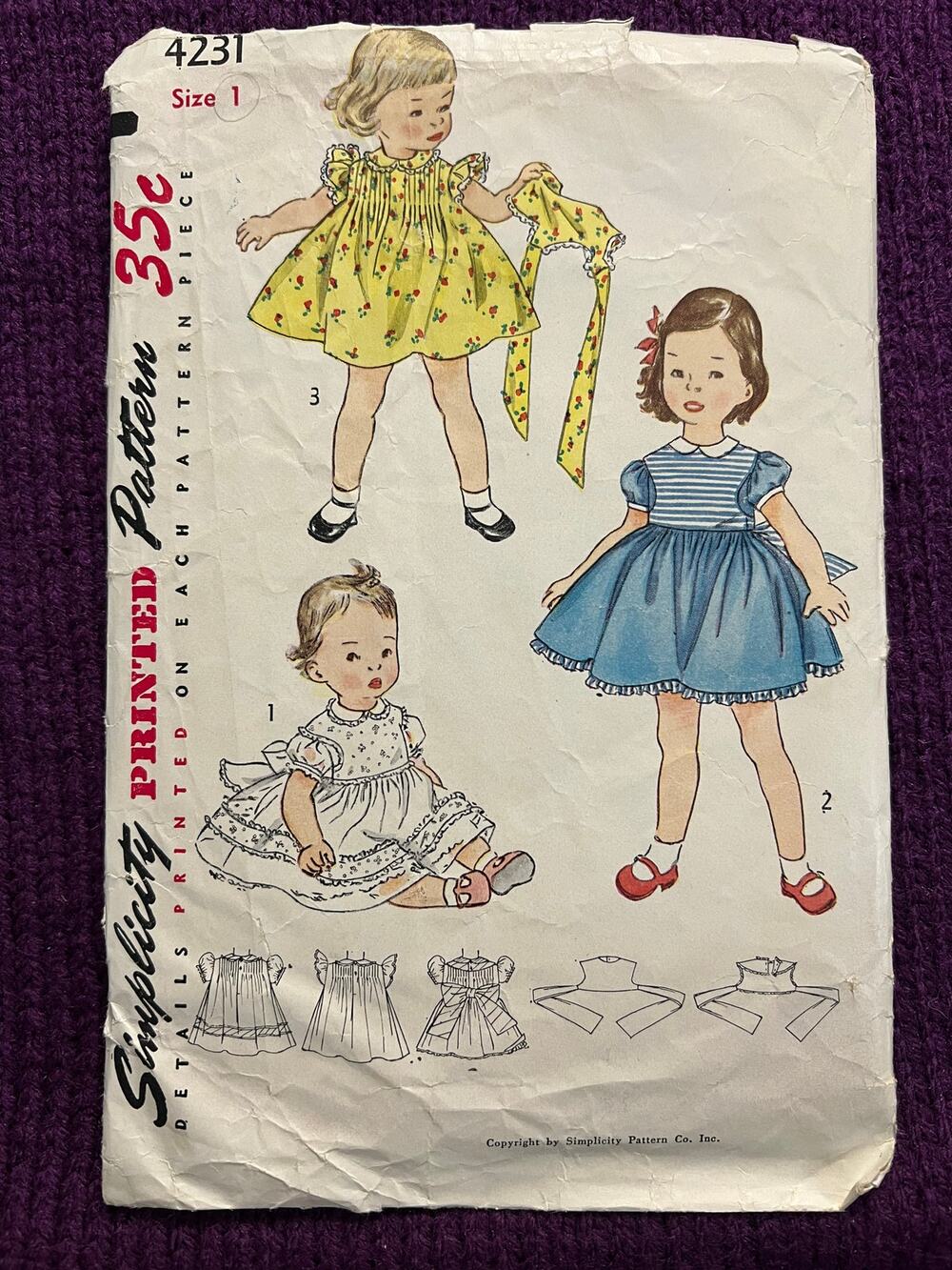 Simplicity Sewing pattern 4231 toddler dress pinafore size 1